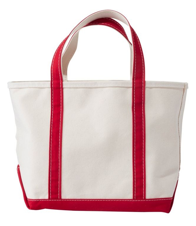 l.l.bean white and red canvas tote bag