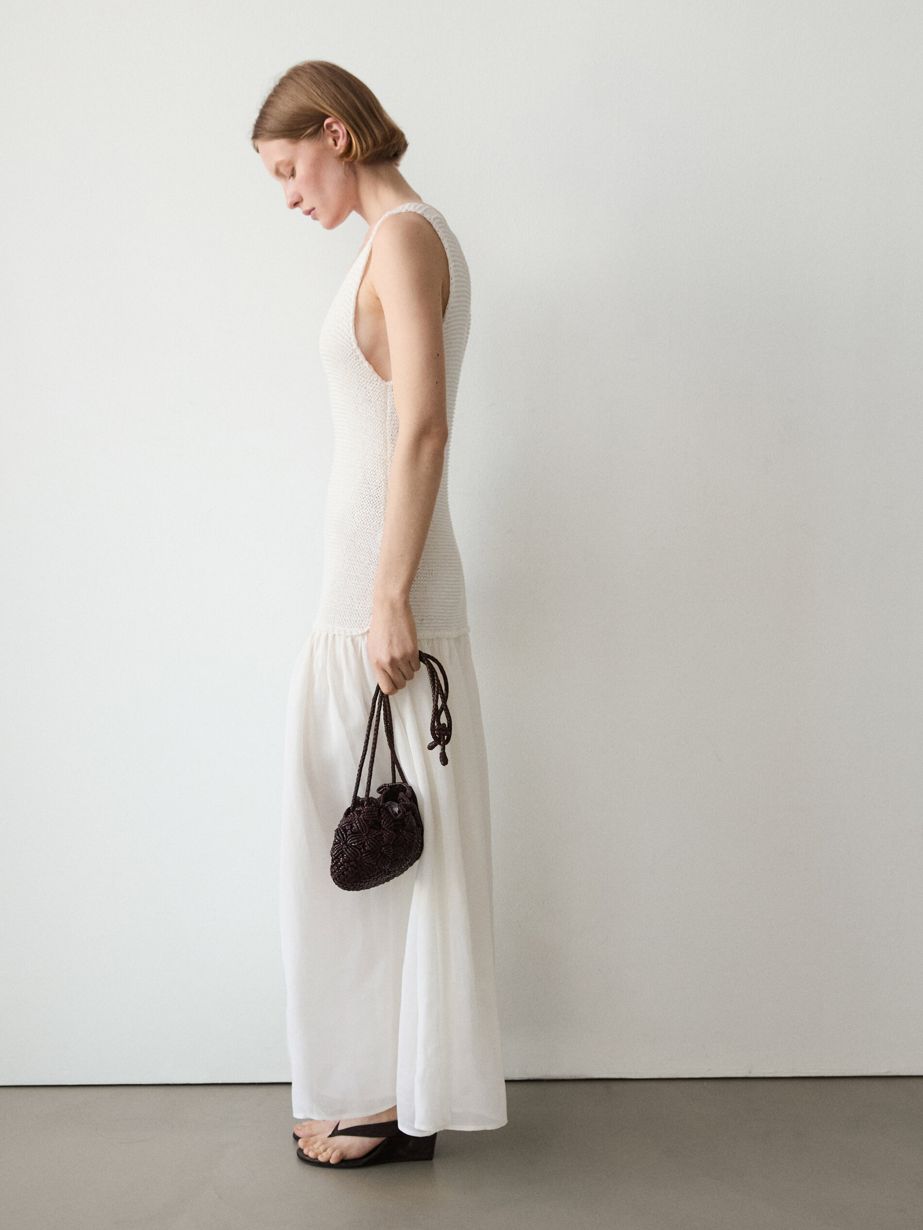 Long Matching Linen Blend Dress