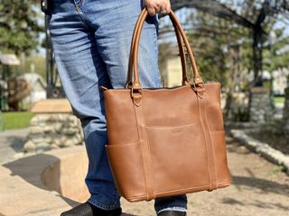 Pad Quill Leather Laptop Tote Carry Hand