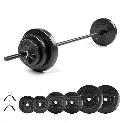 Phoenix Fitness Barbell Weight Set - 20kg Adjustable Barbell Set for Men and Women - Knurled Bar for Exercise, Muscle & Strength Training at Home & Gym - Weight: Up to 20kg