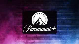 Paramount+ logo on a purple blue smoke background