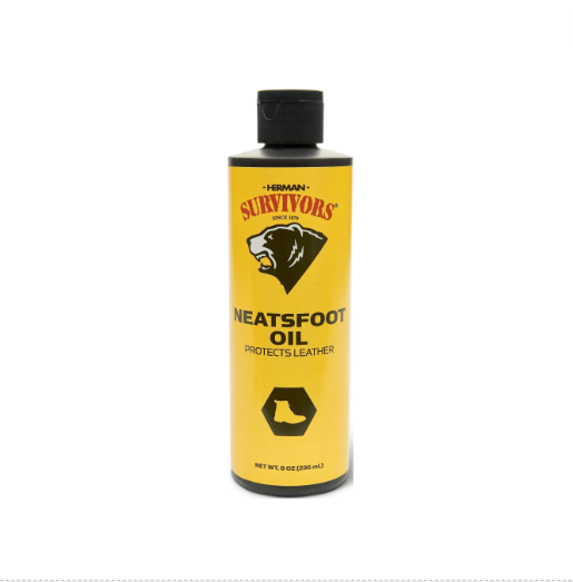 A bottle of leather conditioning oil