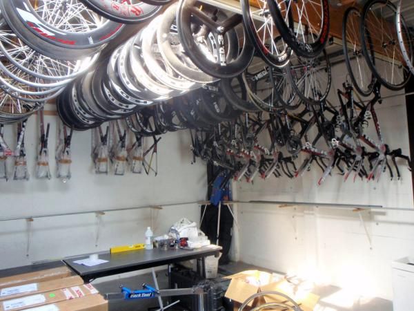 Despite RadioShack's troops being deployed at three different races, the team's service course was still well stocked with equipment.