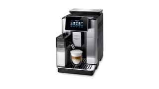The De'Longhi Prima Donna Soul bean to cup coffee machine on a white background