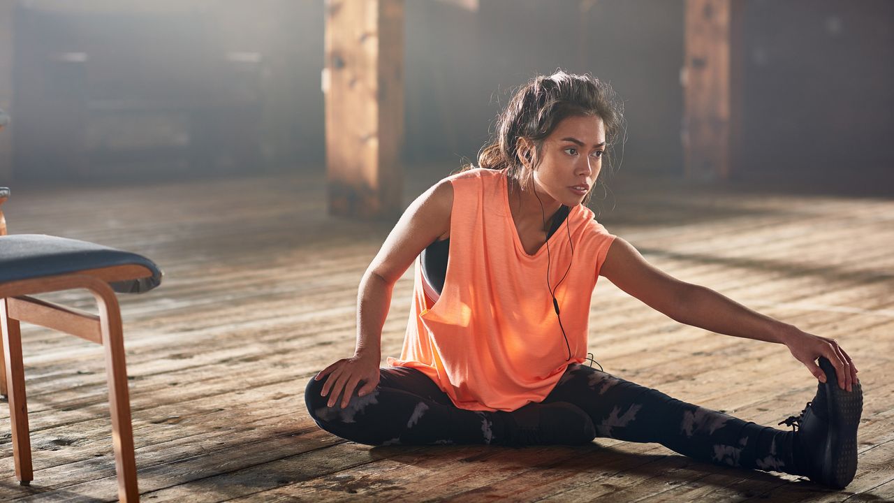 Woman stretching like a gymnast