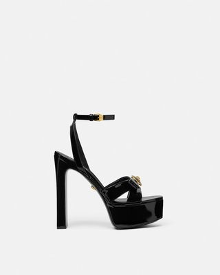 Gianni Ribbon Wedge Sandals Black 