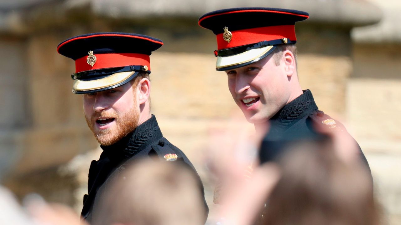 Prince Harry and Prince William walk side by side