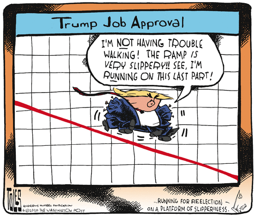 Political Cartoon U.S. Trump polls ramp