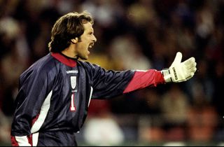 David Seaman in action for England against Sweden in 1998.