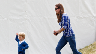 Catherine, Duchess of Cambridge and Prince George of Cambridge attend the Gigaset Charity Polo Match at the Beaufort Polo Club on June 14, 2015 in Tetbury, England