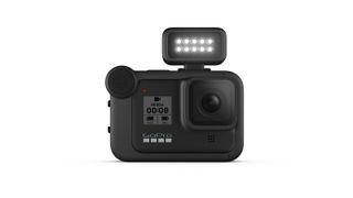 GoPro Hero 8 Black photographed with the Light Mod attached to the top of the camera