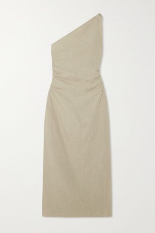 + Net Sustain Jomana One-Shoulder Ruched Linen Maxi Dress