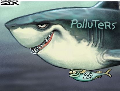 Political Cartoon U.S. Pruitt EPA Polluters Ocean Environment Climate Change