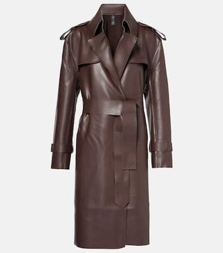 Faux Leather Trench Coat