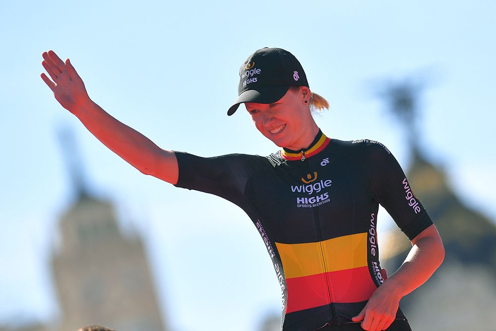 Jolien D'Hoore on the la Madrid Challenge podium