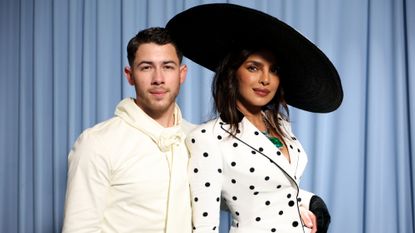 Nick Jonas and Priyanka Chopra Jonas attend the 2025 Met Gala Celebrating "Superfine: Tailoring Black Style" at Metropolitan Museum of Art on May 05, 2025 in New York City. 