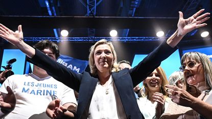 Marine Le Pen at a rally in Perpignan, France