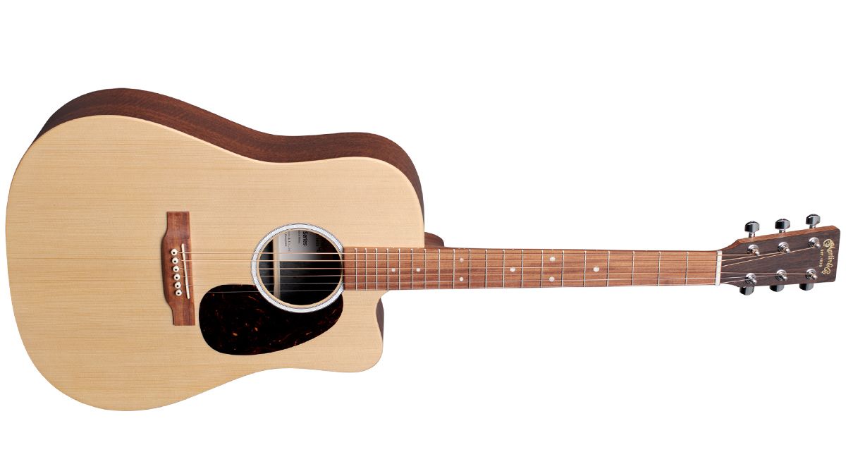 Martin DC-X2E with figured mahogany Figured Mahogany HPL back and sides, solid Sitka source top. Price $899