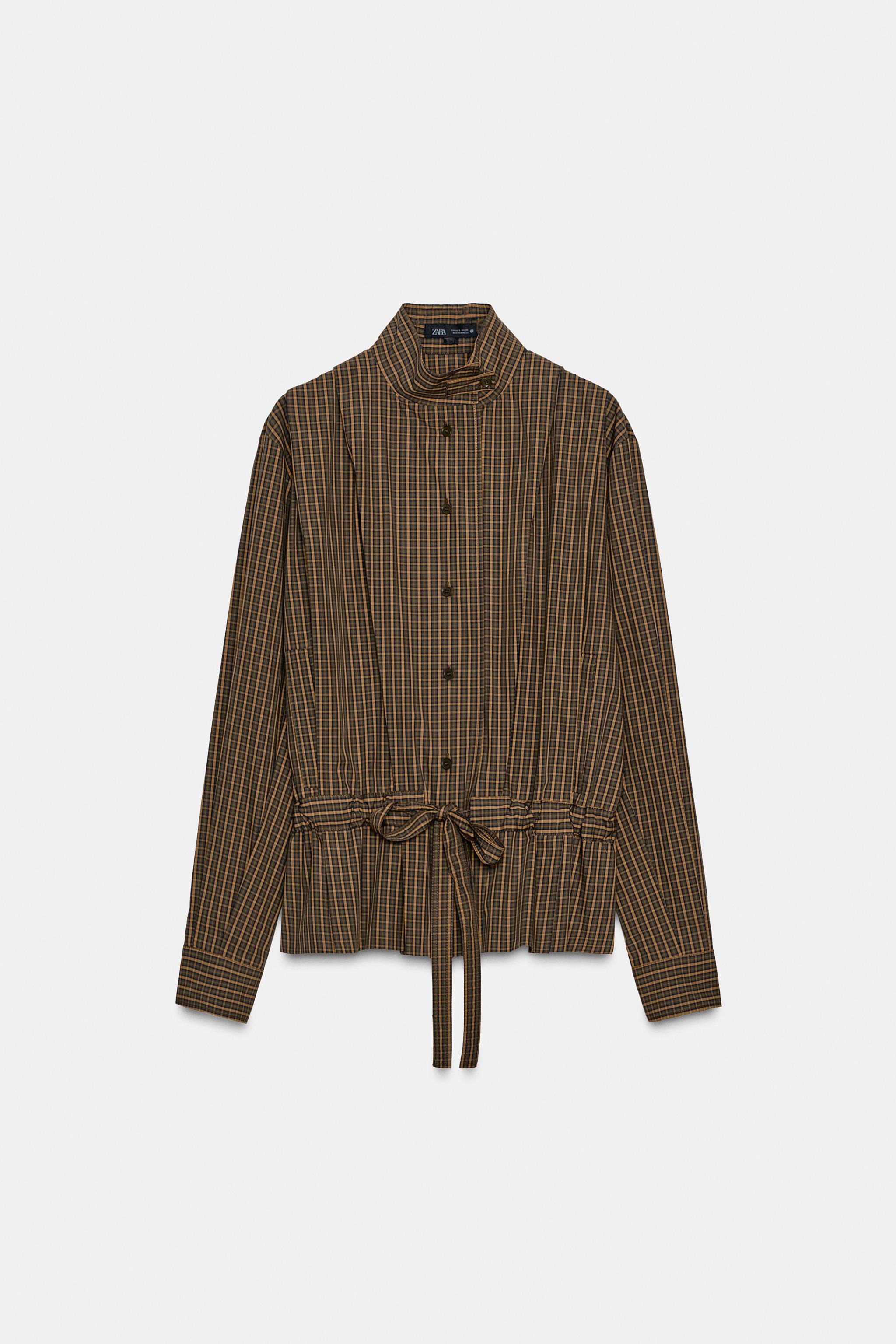 Plaid Cotton Shirt With Tie Zw Collection