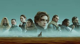 Dune poster featuring Timothee Chalamet and cast