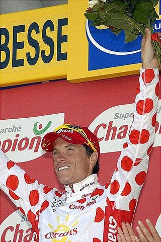 Sylvain Chavanel (Cofidis) gained the polka dot jersey after being in the break of the day and taking all of the early climbs.