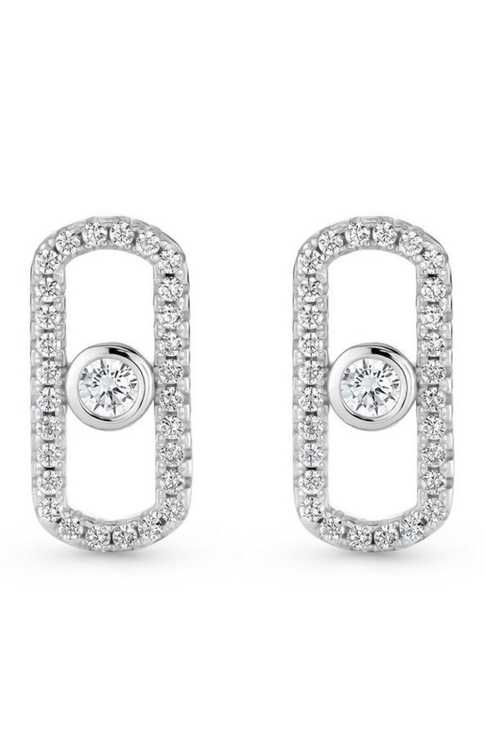 Beaverbrooks Silver Cubic Zirconia Glide Stud Earrings