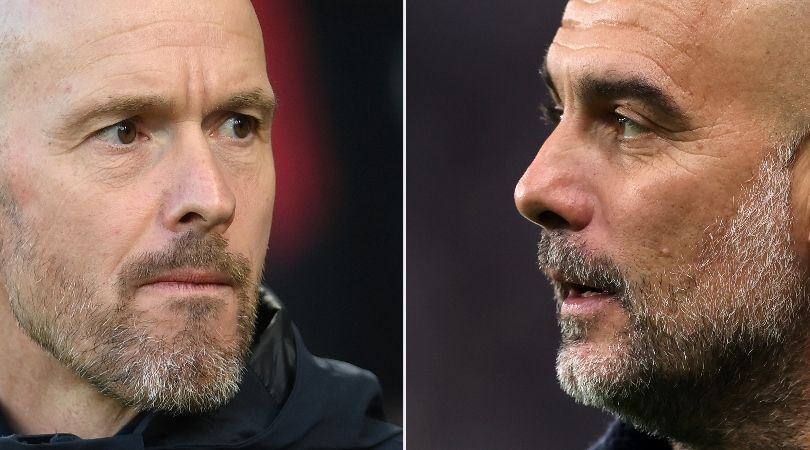 Composite image of Manchester United manager Erik ten Hag and Manchester City boss Pep Guardiola ahead of the FA Cup final in May 2024.