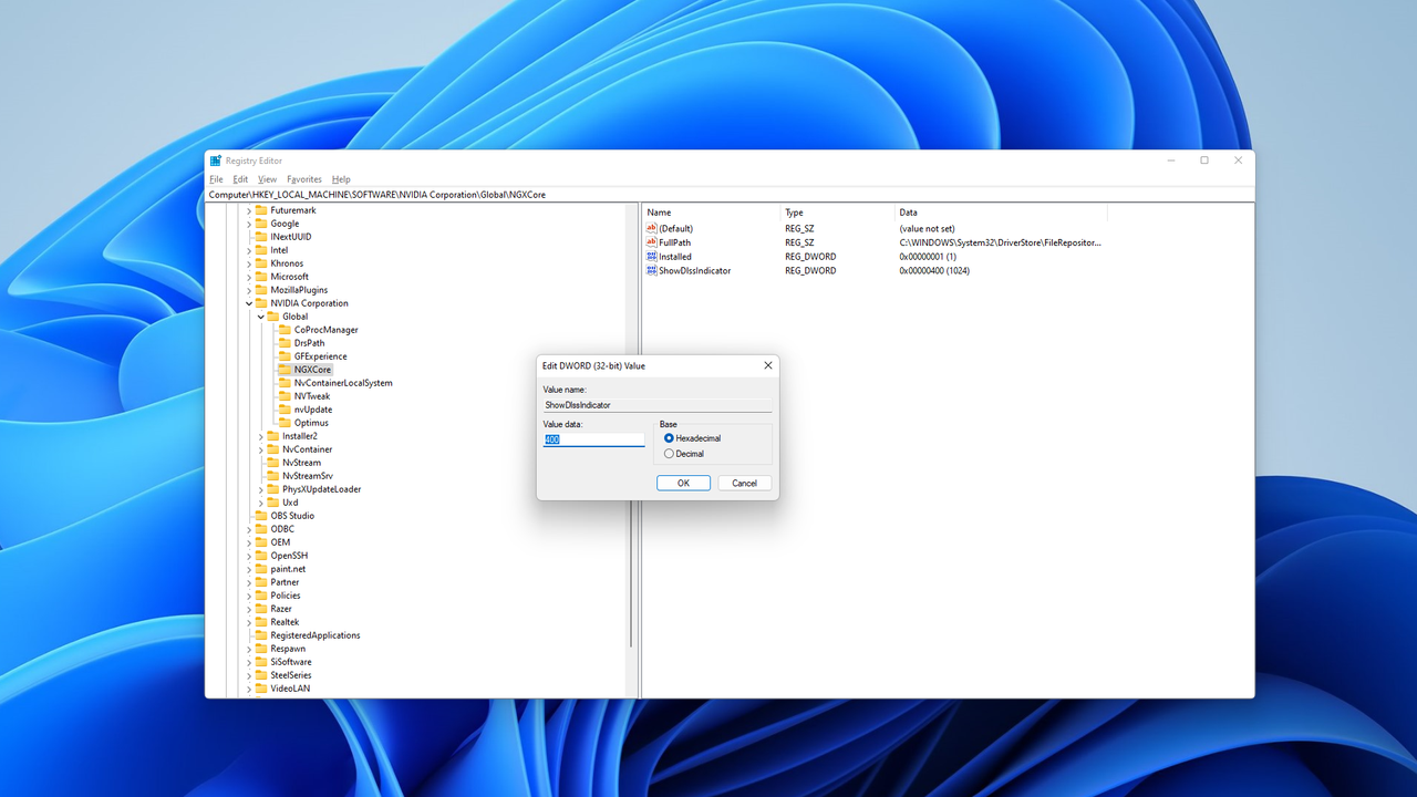 How to turn on Nvidia DLSS Indicator in the registry