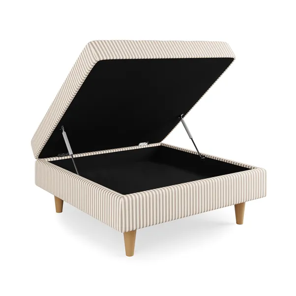 Dunelm, Zoe Pinstripe Fabric Square Storage Footstool