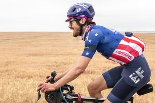 US road race champion Alex Howes (EF Pro Cycling) pushes on through the headwind