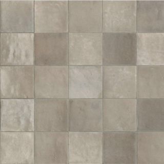 A square of taupe brown checkered tiles