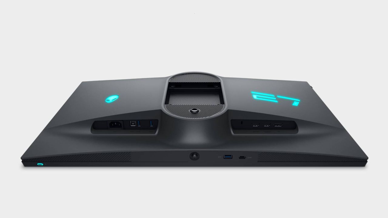 Alienware AW2725QF lying face down with back in view