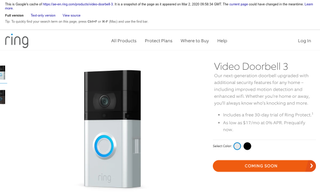 Ring Video Doorbell 3 leaked by Ring's own site's cached page