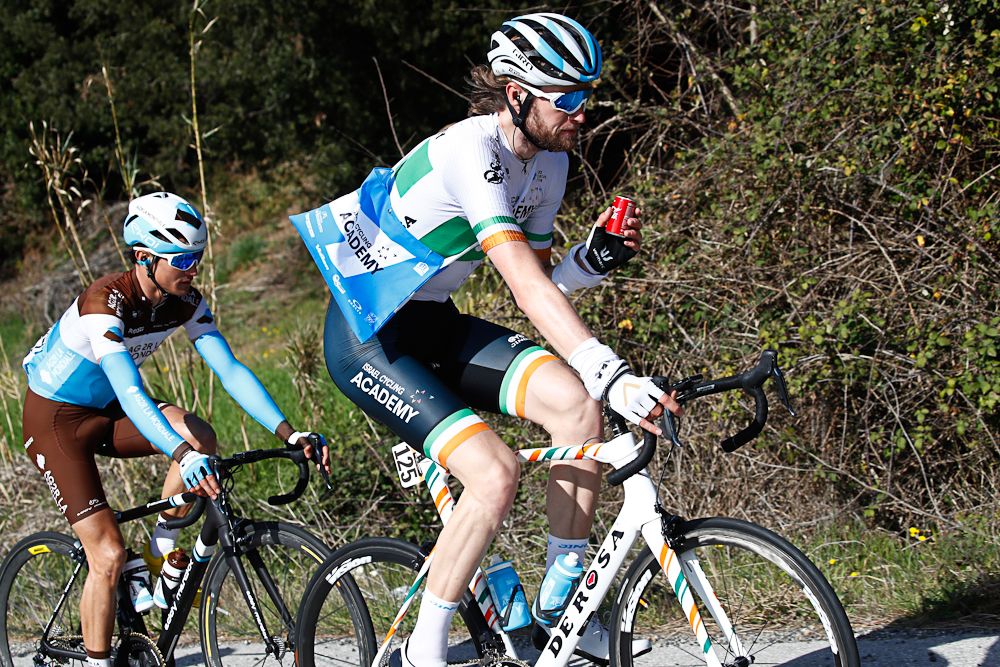 Conor Dunne (Israel Cycling Academy) on the road for stage 2 at Tirreno-Adriatico