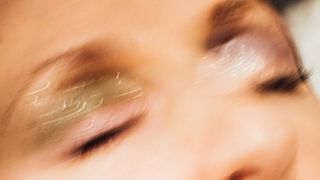 Glitter Eyeshadow, Glitter Makeup, Colorful Makeup Closeup - stock photo
