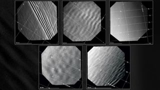 A study of gravity waves in the atmosphere of Venus found four types of waves: long (top left), medium (top center), short (top right) and irregular (bottom row). Identified in images obtained with the Venus Monitoring Camera aboard Venus Express, they were mostly found at the planet's high latitudes (60-80 degrees N).