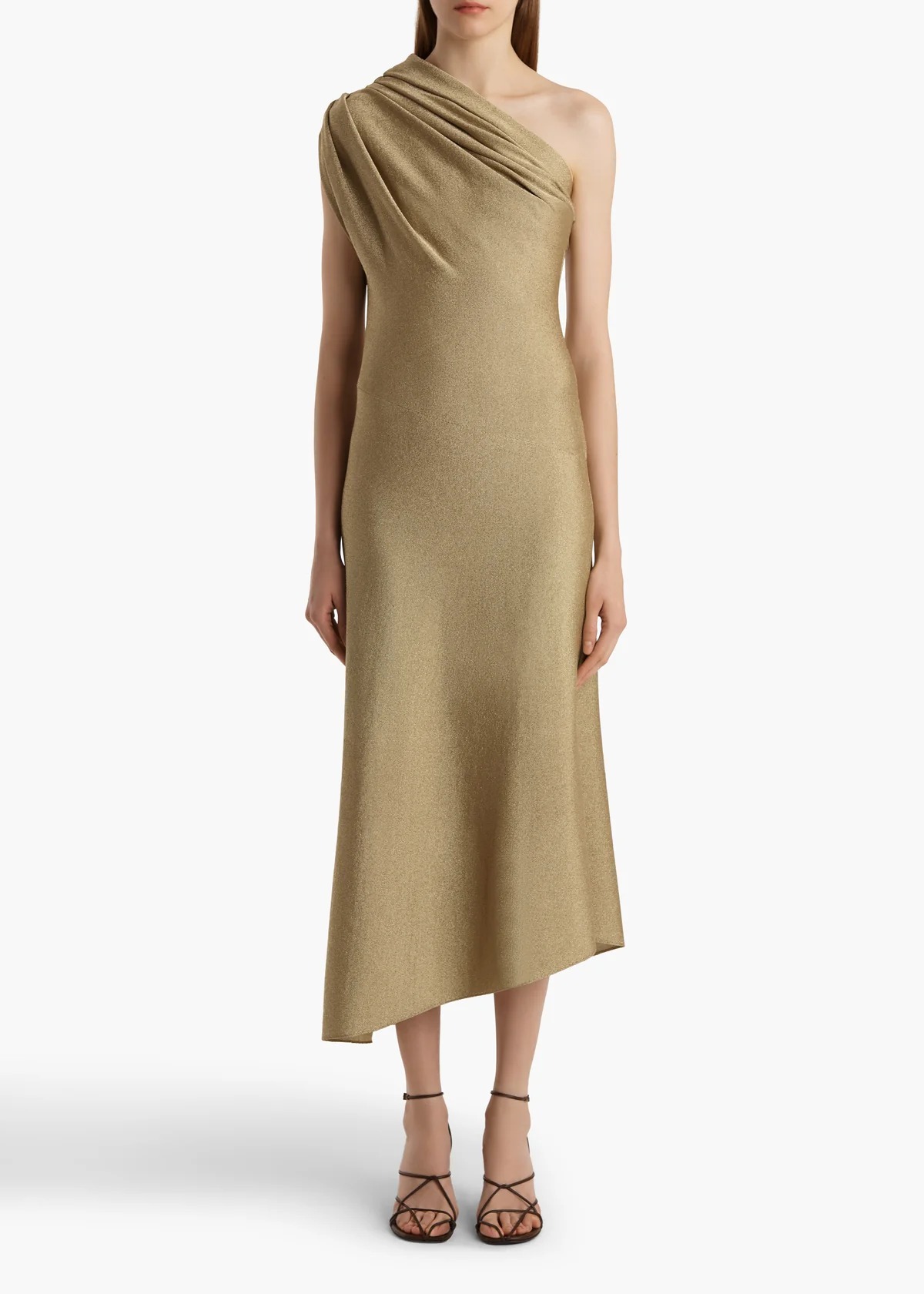Coast Dress in Gold - Xs / Gold / 33%viscose,33%elastane,24%cotton,10%metallic