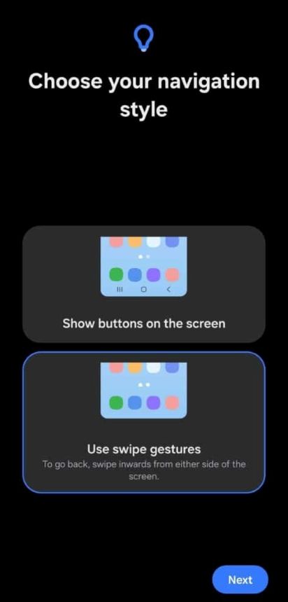 Navigation style picker in One UI 8.5