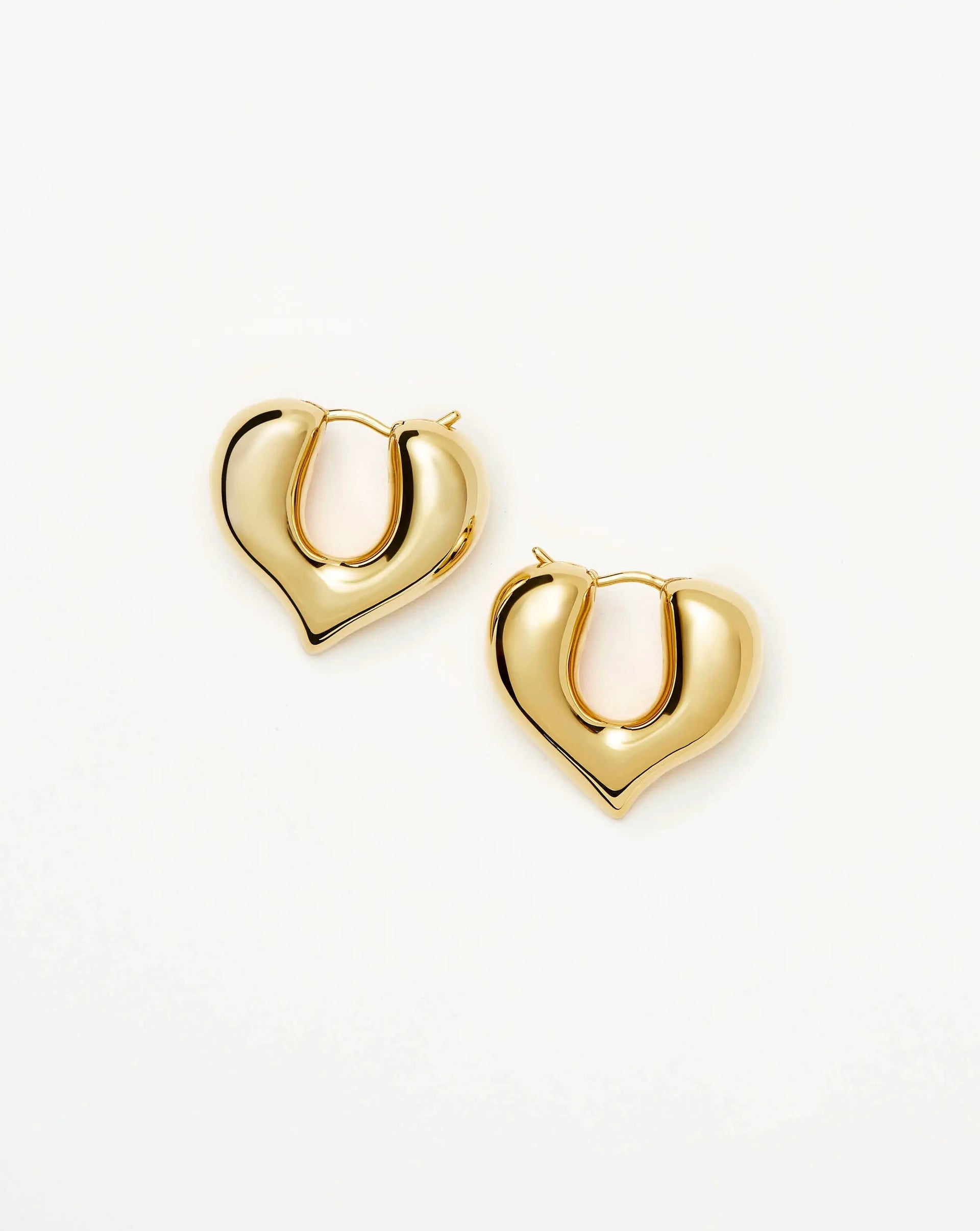 Brincos de argola médios de coração fundido | Banhado a ouro 18k - Banhado a ouro 18k