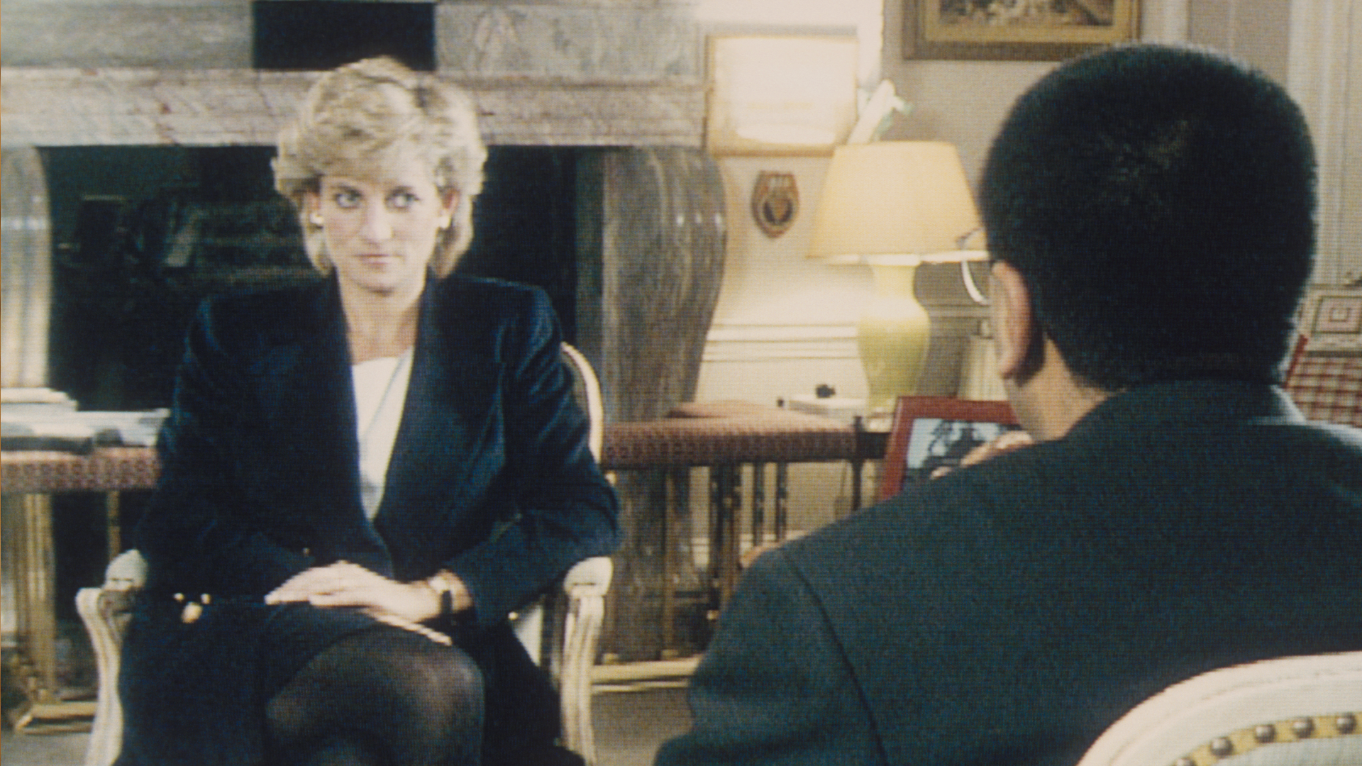 Princess Diana sitting with Martin Bashir on Panorama in 1995