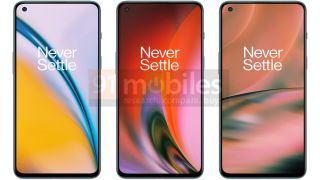 Three unofficial renders showing the front of the OnePlus Nord 2