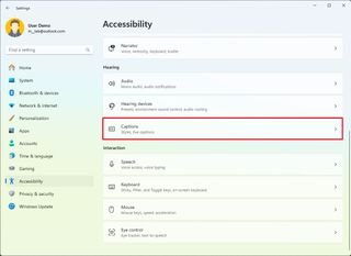 Open Captions settings