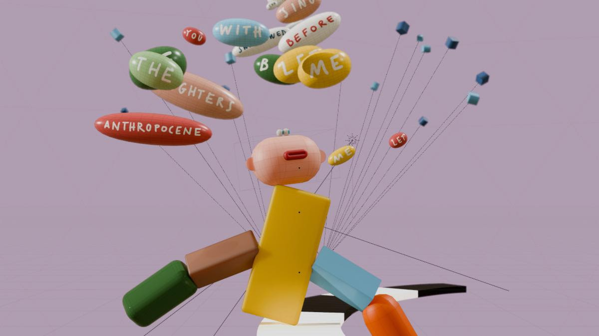 An image of a 3D character from a 3D animation music video created in Blender