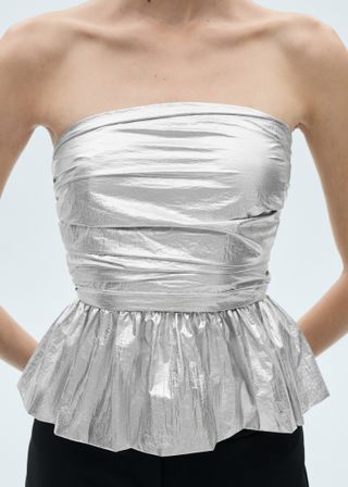 Metallic Strapless Top - Women | Mango United Kingdom