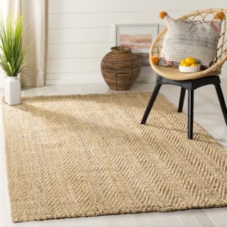 A natural jute rug in a living space