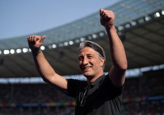 Switzerland Euro 2024 squad Switzerland manager Murat Yakin acknowledges the fans before the UEFA EURO 2024 round of 16 match between Switzerland and Italy at Olympiastadion on June 29, 2024 in Berlin, Germany. (Photo by Visionhaus/Getty Images)