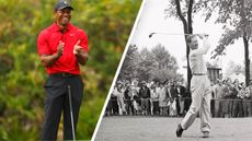 Tiger Woods applauding and Byron Nelson golf swing