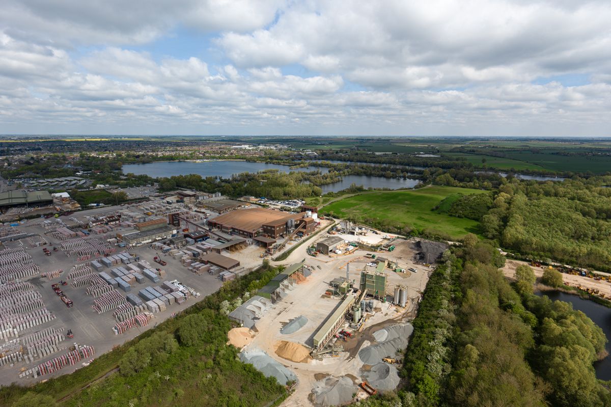 Image taken by the DJI Inspire 3 drone. Here we see a side overhead view of a quarry.