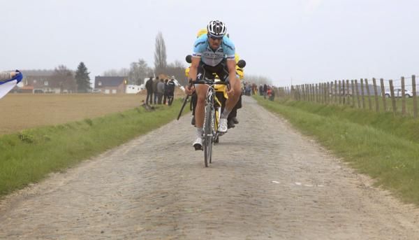 Tom Boonen in splendid isolation at Paris-Roubaix