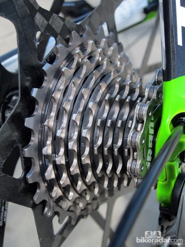 Shift quality is quick and precise on the new SRAM Red cassette. It's also superlight but yet still durable on account of the nearly all-steel construction.